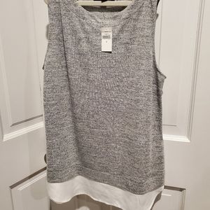 Banana Republic sleeveless grey top white at hem
